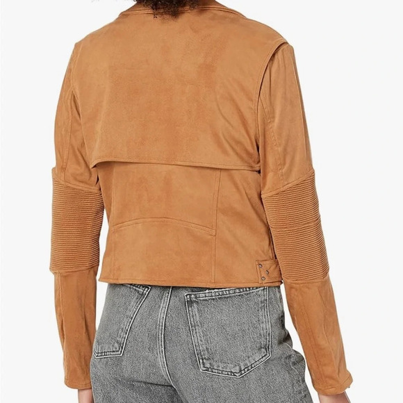Blank NYC SOFT Vegan Suede Moto Jacket Size Large NWT ribbed arms - Picture 2 of 7